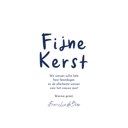 Kerstkaart in kerstbalvorm blauwe tekeningen fijne kerst Achterkant