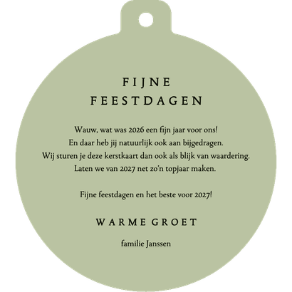 Kerstkaart kerstbal bedankt kerstkrans lichtjes goud Achterkant