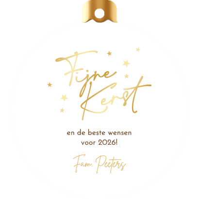 Kerstkaart kerstbal foto fijne kerst lichteffecten goud Achterkant