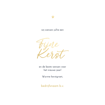 Kerstkaart kerstbal vorm spetters sterren goud Achterkant