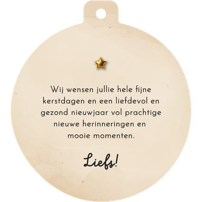 Kerstkaart kerstbalvorm folieballon 2026 foto in 0 Achterkant