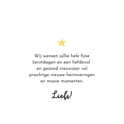 Kerstkaart kerstbalvorm kerstkrans strik merry christmas Achterkant