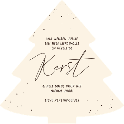 Kerstkaart kerstboomvorm met hond of eigen foto Achterkant