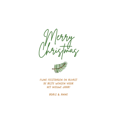 Kerstkaart kerstkrans kerstbal vorm takjes merry christmas Achterkant