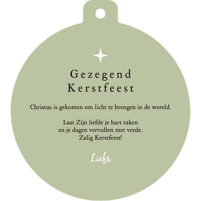 Kerstkaart krans lichtjes christelijk Jezus hoop wereld Achterkant