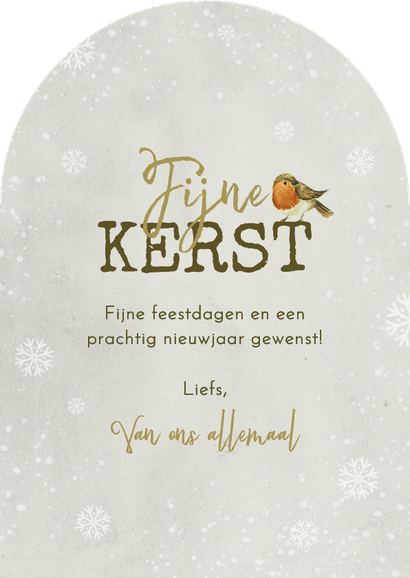 Kerstkaart lief schattig roodborstje eekhoorn sneeuw winter Achterkant