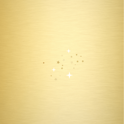Kerstkaart met eigen foto en gouden sterretjes kader Achterkant