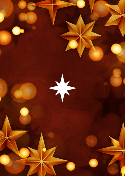 Kerstkaart modern zakelijk bedankt sterren goud rood Achterkant