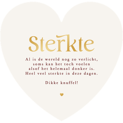 Kerstkaart sterkte tijdens de feestdagen hartvorm goud rood Achterkant