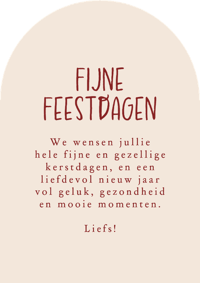 Kerstkaartje boogvorm ruitjes klassiek fotocollage strik Achterkant