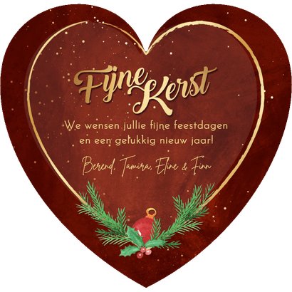 Kerstkaartje fotohart met kersttakjes Achterkant