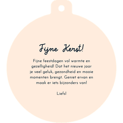 Kerstkaartje kerstbalvorm met kat kersttrui zonder tekst Achterkant