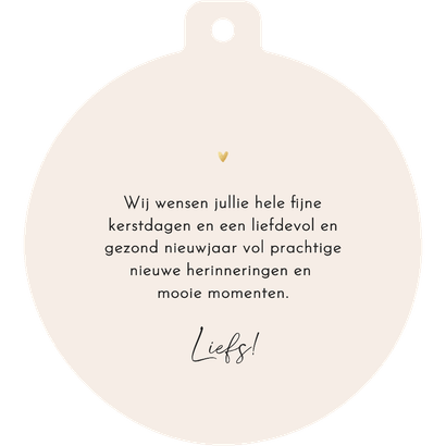 Kerstkaartje lichtpuntjes rendier blauw kerstbalvorm Achterkant