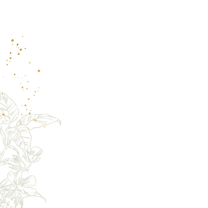 Klassieke uitnodiging jubileum 'we still do' botanisch goud Achterkant