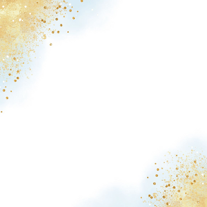 Lentefeest uitnodiging waterverf goud foto blauw Achterkant