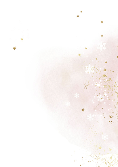 Lief geboortekaartje watercolor pinguïn goud sterren Achterkant