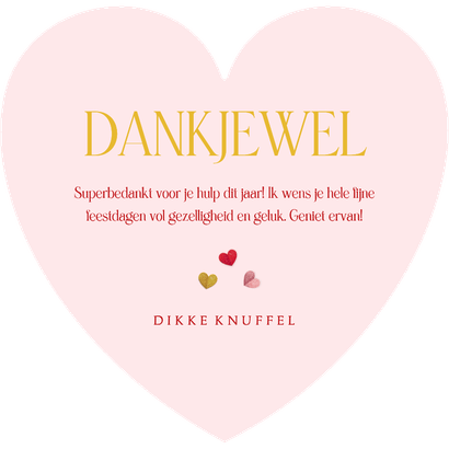 Liefdevolle kerstkaart warm wishes hartvorm hartje Achterkant