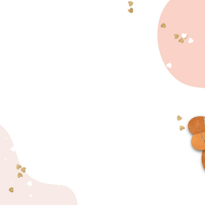 Liefdevolle trouwkaart organisch hartjes goud Achterkant