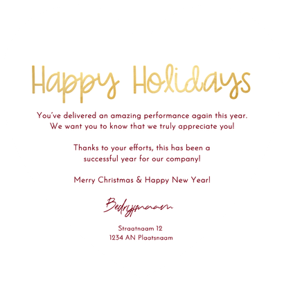 Liefdevolle zakelijke kerstkaart thank you sterren hartvorm Achterkant