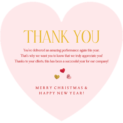 Liefdevolle zakelijke kerstkaart warm wishes hartvorm hartje Achterkant