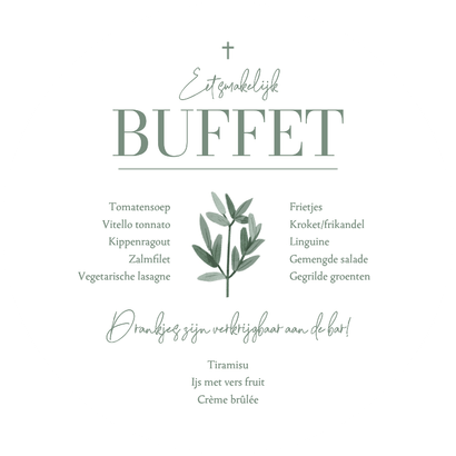 Menukaart cirkelvorm takjes stijlvol neutraal christelijk Achterkant