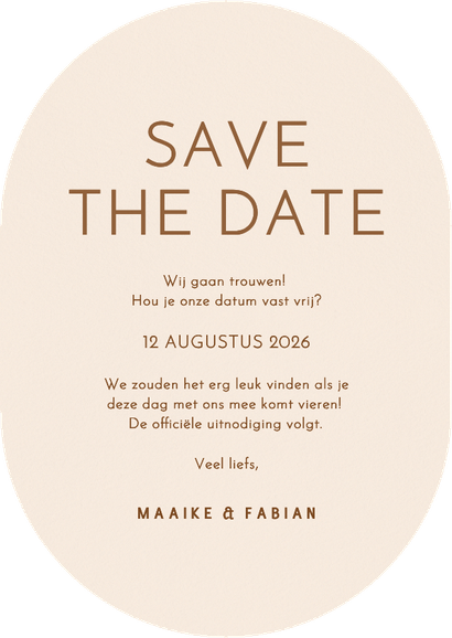 Moderne ovale save the date kaart met golvende lijnen Achterkant