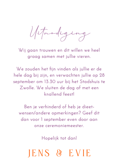 Moderne trouwuitnodiging in boogvorm met paarse ruitjes Achterkant