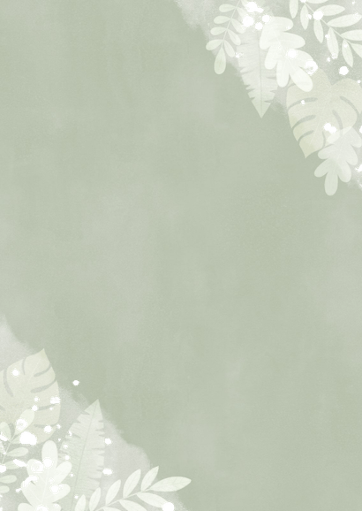 Moderne uitnodiging lentefeest jungle, foto en spetters Achterkant