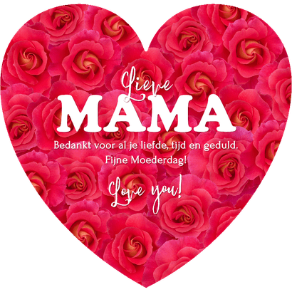 Moederdag fotokaart hart met rozenkader Achterkant