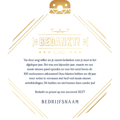 Nieuwjaar bedankkaartje medewerkers - goud waard Achterkant