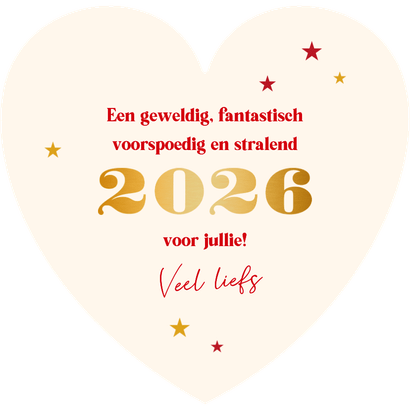 Nieuwjaarskaart rood hart nieuwjaarswensen Achterkant