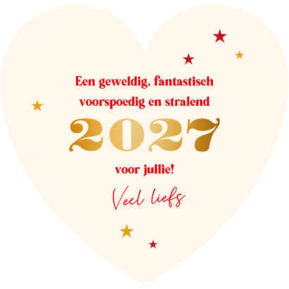 Nieuwjaarskaart rood hart nieuwjaarswensen Achterkant