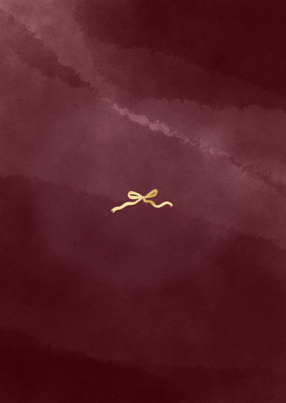 Nieuwjaarskaartje foto gouden strik bordeaux 2026 Achterkant