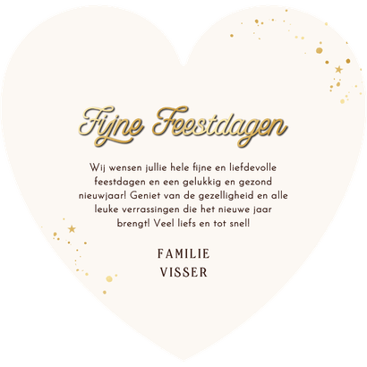 Nieuwjaarskaartje hart fijne feestdagen met foto bal Achterkant