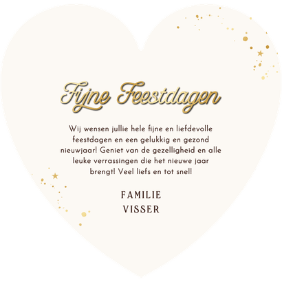 Nieuwjaarskaartje hart fijne feestdagen met foto bal Achterkant