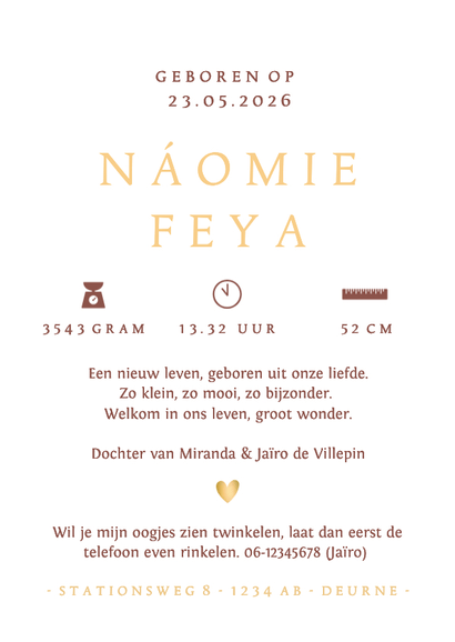 Origineel geboortekaartje vingerafdrukken hartje in boogvorm Achterkant