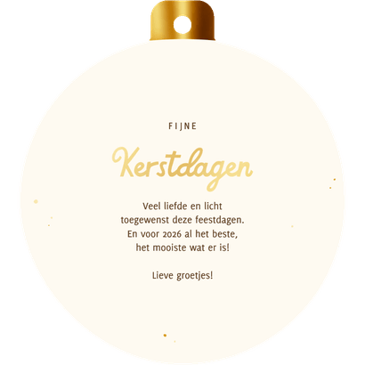 Originele kerstbal kerstkaart met foto Achterkant