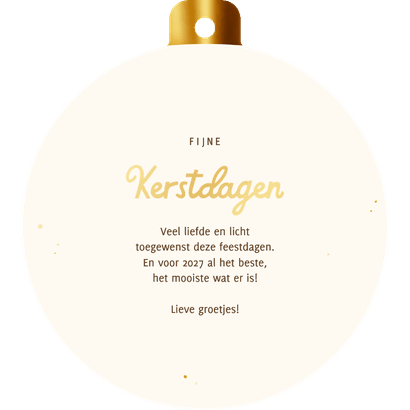 Originele kerstbal kerstkaart met foto Achterkant