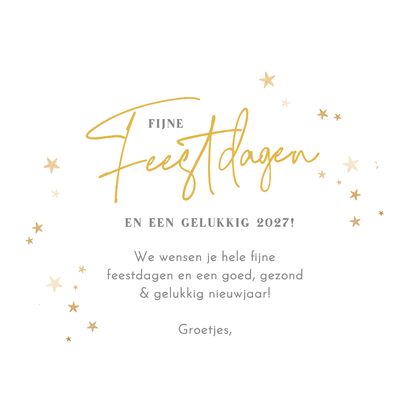 Originele nieuwjaarskaart in kerstbal vorm met foto Achterkant