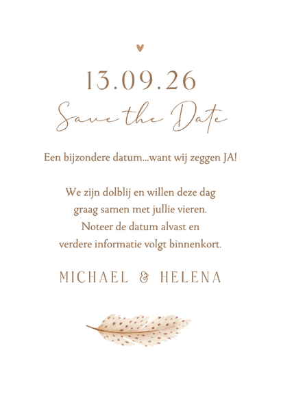 Ovaal bohemian klassiek gedroogde takjes save the date Achterkant
