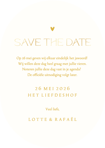 Save the date kaart ovaal met grote foto Achterkant