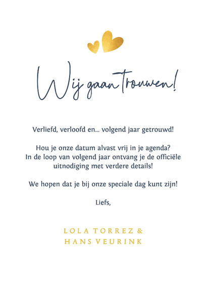 Save the Date kaart silhouet aanzoek trouwen in ovaal vorm Achterkant