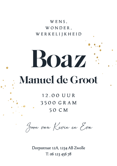 Stijlvol geboortekaartje astrologie weegschaal sterren maan Achterkant