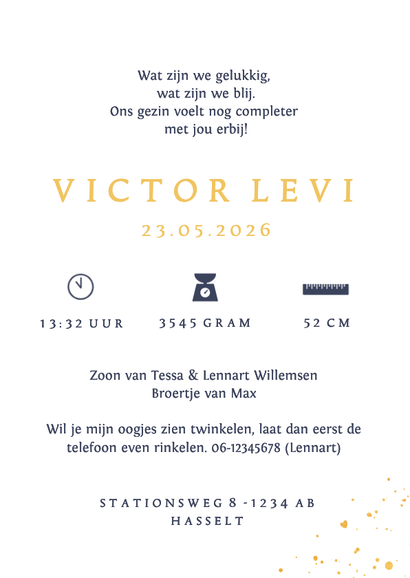 Stijlvol geboortekaartje silhouet broertjes in boogvorm Achterkant