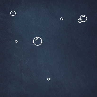 Stijlvol geboortekaartje voor jongen - bellenblaas silhouet Achterkant