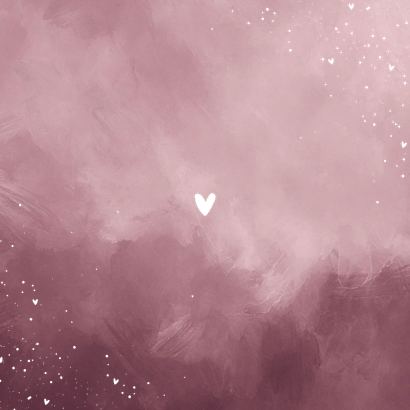 Stijlvol vierkant geboortekaartje paars waterverf goud  Achterkant