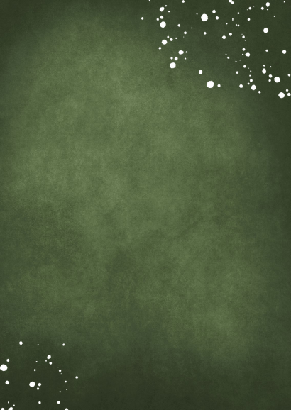 Stijlvolle donkergroene uitnodiging communie met foto Achterkant