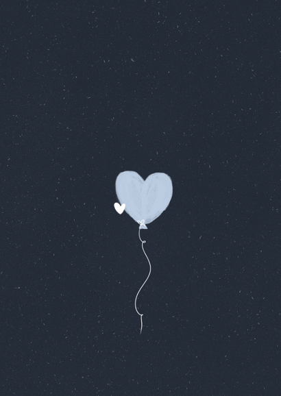 Stijlvolle jubileum uitnodiging met hartjes ballonnen blauw Achterkant