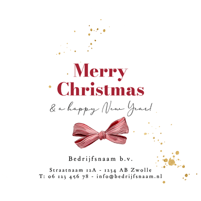 Stijlvolle kerstkaart kerstboom strik watercolor foto streep Achterkant