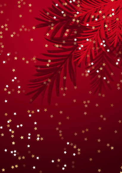 Stijlvolle kerstmenu kaart botanische bladeren sterren goud Achterkant